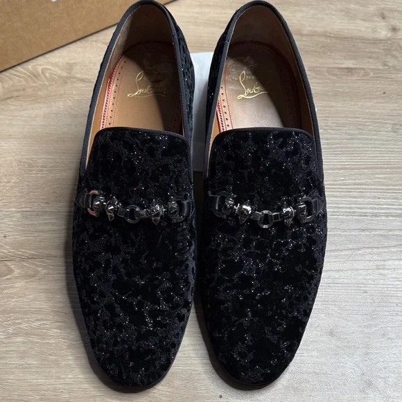 Christian Louboutin Equiswing Spiked Velvet LoafersMen display picture 1